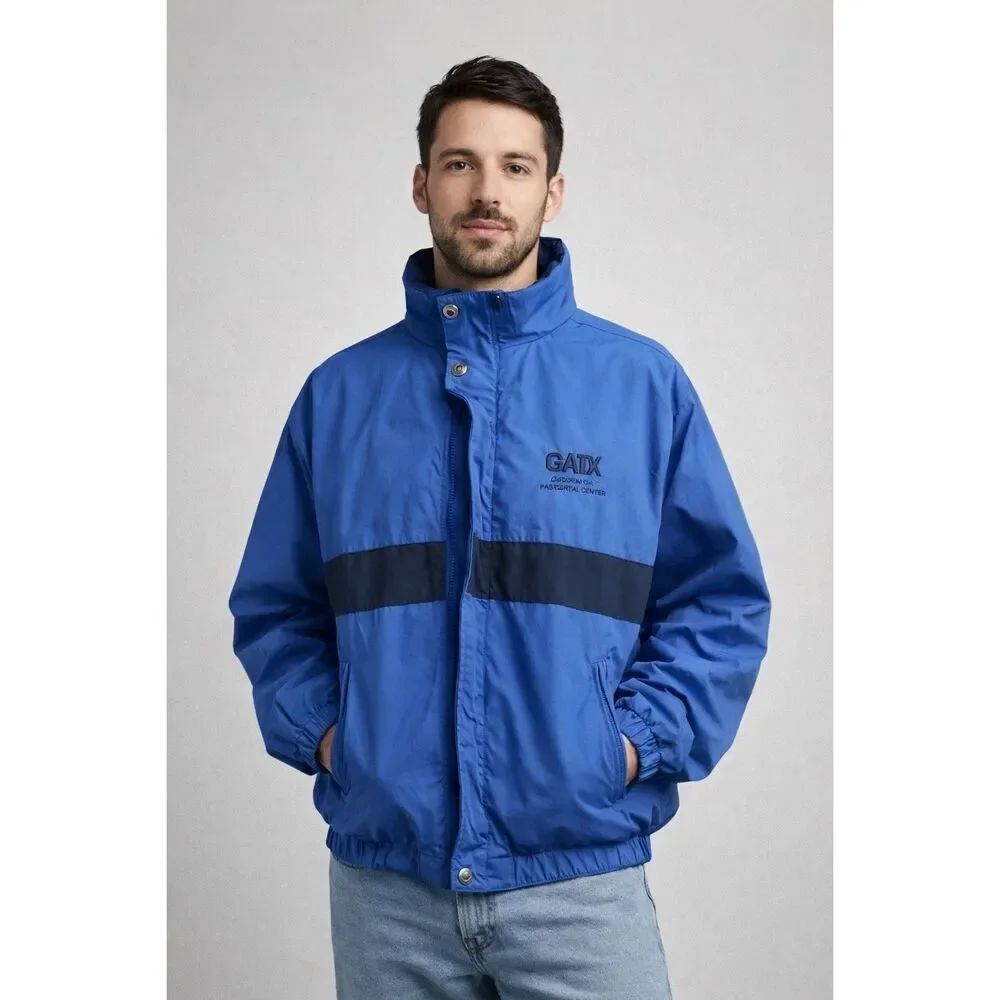 Vintage Dunbrooke Blue Windbreaker Jacket Hooded Mens M/L Logo